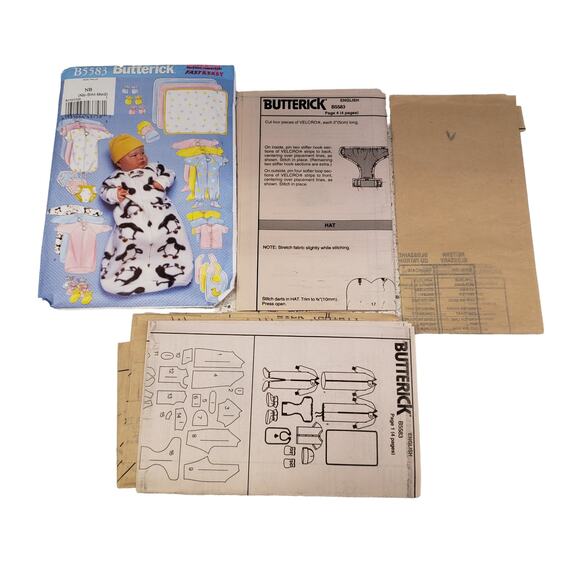 Vintage Butterick Sewing Pattern Baby Jumpsuit Diaper Covers Blanket UNCUT B5583 - Picture 6 of 7